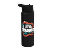 I Love Dragons Fantasy Stainless Steel Insulated Water Bottle