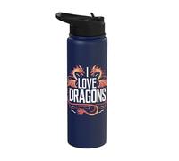 I Love Dragons Fierce Mythical Creatures Stainless Steel Insulated Water Bottle