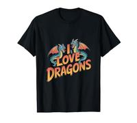 I Love Dragons Flying Mythical Creature Dragon Value Graphic T-Shirt