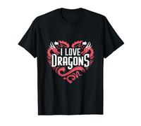 I Love Dragons Heart Twin Red Dragons Value Graphic T-Shirt
