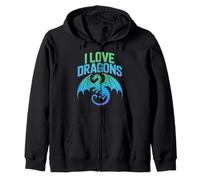 I Love Dragons Mythical Beast Lover Art Zip Hoodie