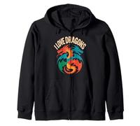 I Love Dragons Mythical Creature Lovers Zip Hoodie