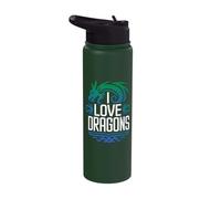 I Love Dragons Mythical Creature Stainless Steel Insulated Water Bottle