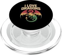 I Love Dragons Retro Style Design PopSockets PopGrip for MagSafe
