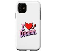 I love Drama. Sweet devil Heart, Funny Ironic Humor Design Case for iPhone 11