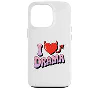 I love Drama. Sweet devil Heart, Funny Ironic Humor Design Case for iPhone 13 Pro