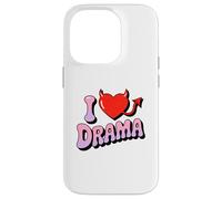 I love Drama. Sweet devil Heart, Funny Ironic Humor Design Case for iPhone 14 Pro