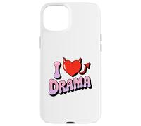 I love Drama. Sweet devil Heart, Funny Ironic Humor Design Case for iPhone 15 Plus