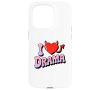I love Drama. Sweet devil Heart, Funny Ironic Humor Design Case for iPhone 15 Pro