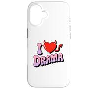 I love Drama. Sweet devil Heart, Funny Ironic Humor Design Case for iPhone 16