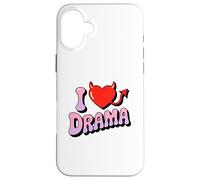 I love Drama. Sweet devil Heart, Funny Ironic Humor Design Case for iPhone 16 Plus