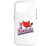 I love Drama. Sweet devil Heart, Funny Ironic Humor Design Case for iPhone 16 Pro