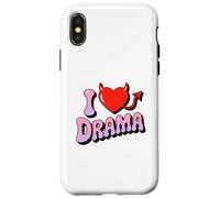 I love Drama. Sweet devil Heart, Funny Ironic Humor Design Case for iPhone X/XS