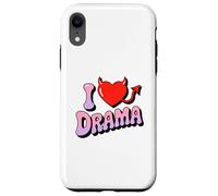 I love Drama. Sweet devil Heart, Funny Ironic Humor Design Case for iPhone XR