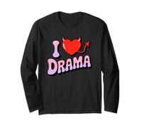 I love Drama. Sweet devil Heart, Funny Ironic Humor Design Long Sleeve T-Shirt