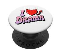 I love Drama. Sweet devil Heart, Funny Ironic Humor Design PopSockets Adhesive PopGrip