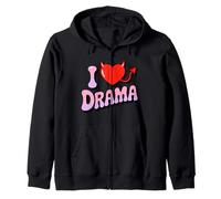 I love Drama. Sweet devil Heart, Funny Ironic Humor Design Zip Hoodie