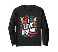 I Love Drama Theater Acting Comedy Tragedy Masks Long Sleeve T-Shirt