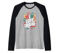 I Love Drama Theater Acting Comedy Tragedy Masks Raglan Baseball Tee