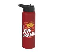 I Love Drama Theater Comedy Tragedy Masks Stainless Steel Insulated Water Bottle