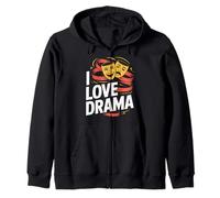 I Love Drama Theater Comedy Tragedy Masks Zip Hoodie