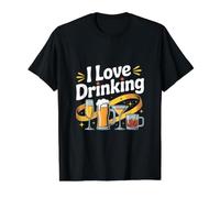 I Love Drinking Beer Wine Cocktail Value Graphic T-Shirt, Men, Black, XL