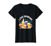 I Love Drinking Beverage Enthusiast Value Graphic T-Shirt, Women, Black, L
