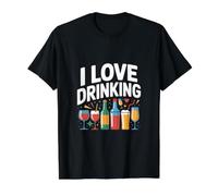 I Love Drinking Wine Beer Spirits Fun Value Graphic T-Shirt, Men, Black, L