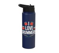 I Love Drummers Enthusiast Rhythmic Style Stainless Steel Insulated Water Bottle