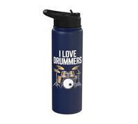 I Love Drummers Enthusiastic Rhythm Stainless Steel Insulated Water Bottle
