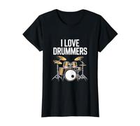 I Love Drummers Enthusiastic Rhythm Value Graphic T-Shirt, Women, Black, XL
