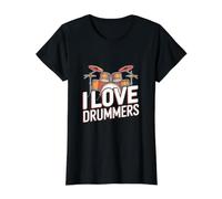I Love Drummers Perfect Beat Passion Value Graphic T-Shirt, Women, Black, S