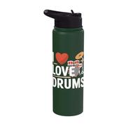 I Love Drums Music Percussion Passion Stainless Steel Insulated Water Bottle