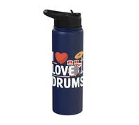 I Love Drums Music Percussion Passion Stainless Steel Insulated Water Bottle