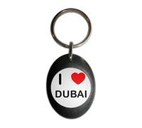 I Love Dubai - Black Plastic Oval Key Ring