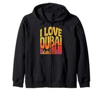 I Love Dubai Burj Khalifa Skyline Art Zip Hoodie