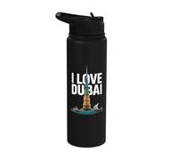 I Love Dubai Cityscape Burj Khalifa Stainless Steel Insulated Water Bottle