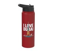 I Love Dubai Cityscape Burj Khalifa Stainless Steel Insulated Water Bottle