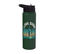 I Love Dubai Cityscape Burj Khalifa Sunset Stainless Steel Insulated Water Bottle