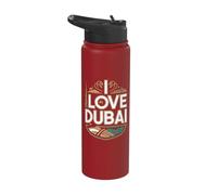 I Love Dubai Palm Trees Skyline Desert Stainless Steel Insulated Water Bottle