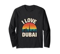 I Love Dubai Retro Skyline Sunset Vibes Long Sleeve T-Shirt