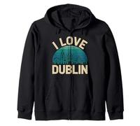 I Love Dublin Skyline Vintage Style Zip Hoodie
