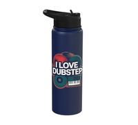 I Love Dubstep Music Vinyl DJ Keyboard Stainless Steel Insulated Water Bottle