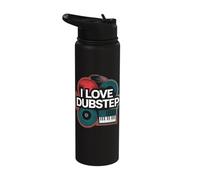 I Love Dubstep Music Vinyl DJ Keyboard Stainless Steel Insulated Water Bottle