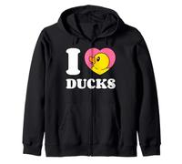 I Love Ducks Cute Duckling Rubber Duck In A Heart Zip Hoodie