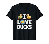 I Love Ducks Cute Mallard Illustration Value Graphic T-Shirt, Men, Black, XL