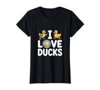 I Love Ducks Cute Mallard Illustration Value Graphic T-Shirt, Women, Black, M