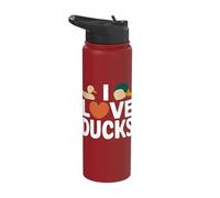 I Love Ducks Heart Cute Ducks Design Stainless Steel Insulated Water Bottle