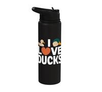 I Love Ducks Heart Cute Ducks Design Stainless Steel Insulated Water Bottle