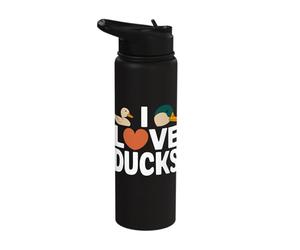 I Love Ducks Heart Cute Ducks Design Stainless Steel Insulated Water Bottle